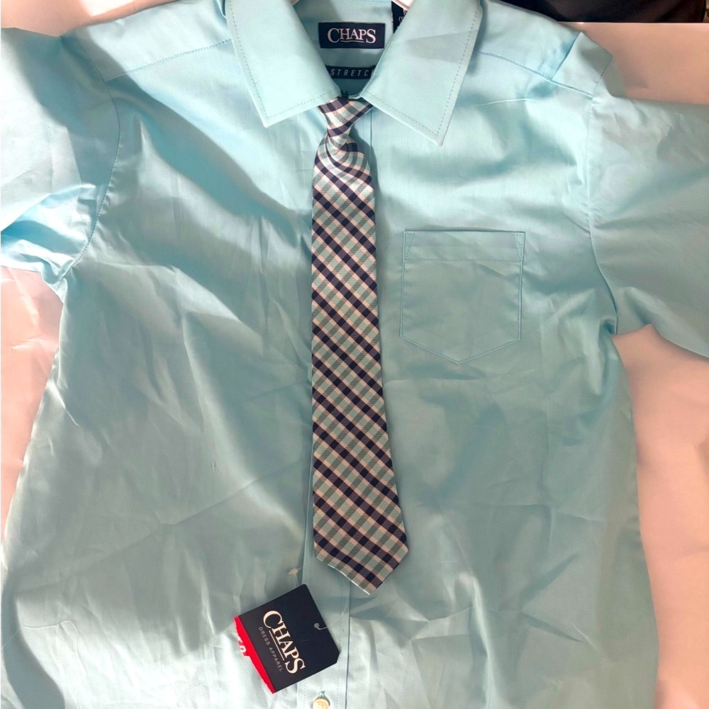 Dress shirt - Boys M (10-12). Chaps, light blue. NWT